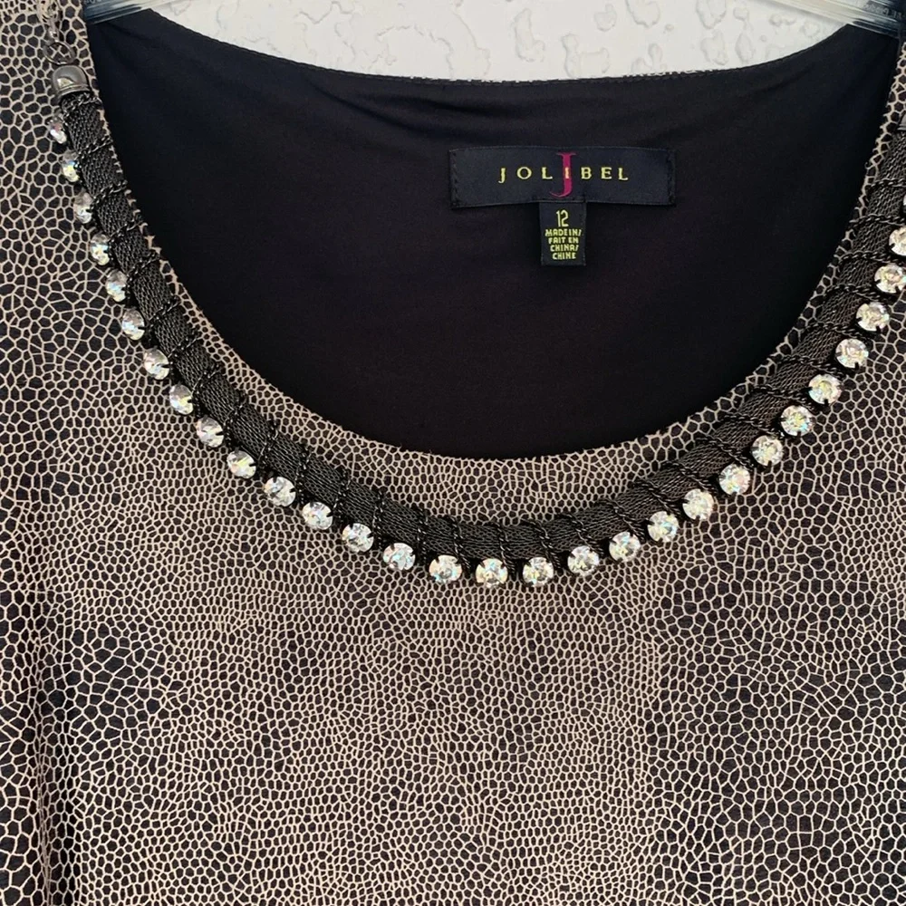 Jolibel sleeveless lined dress with removable jewelry necklace detail size 12 - Picture 2 of 11